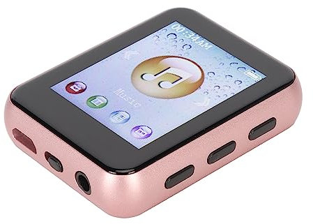 Lecteur MP3 MP4 avec écran tactile de 1,8 Bluetooth 5.0 - Lecteur de musique MP3 avec mémoire de 8 Go - Lecteur MP3 HiFi avec haut-parleur et radio FM (or rose)