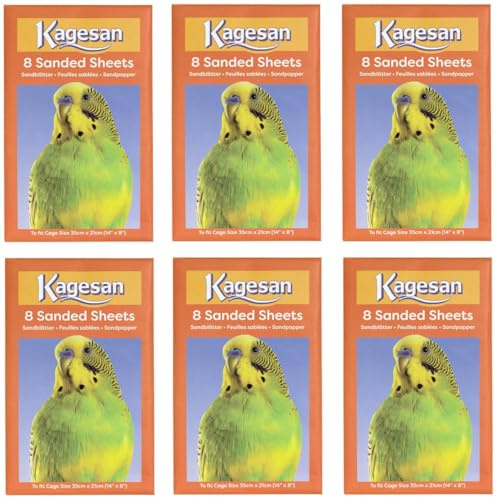 WUNDAPETS 6 PACK KAGESAN ORANGE BIRD CAGE SAND PAPER SHEETS 48 SHEETS 35 X 21 CM 14 X 8