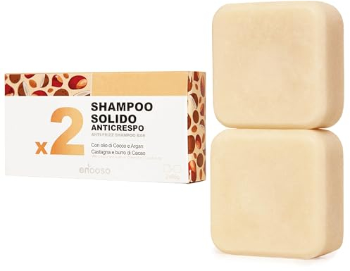 Shampoo solido bio per capelli Ricci e Crespi | Senza solfati siliconi parabeni | Anticrespo e Nutriente con Olio di Argan e Cocco, Castagna | 100% Naturale Vegano Made in Italy