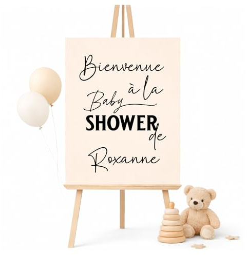 Stickers Baby Shower Personnalisés – À coller sur Panneau de Bienvenue, Plexi, bois ou Carton – Décoration Fête Prénatale – Fabrication Artisanale Française