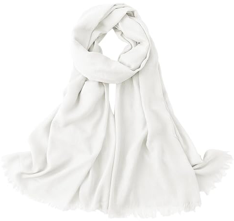 Jawfait Extra Large Cotton Linen Shawl Wrap for Women, Elegant Scarf with UV Protection Breathable Lightweight Head Cover Hijab (White)