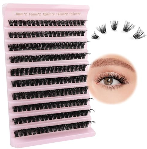 Poiuyoiu Wimpern Extensions Cluster Lashes, D Curl 8-16mm, 80D | Künstliche Falsche Wimpern, DIY Einzelne Wimpernverlängerung für einen natürlichen Look, Ideal für zu Hause