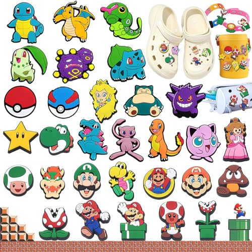 Soundzero 30 Stück Cartoon Schuhdekoration, Schuh Charm für Kinder, Karikatur Schuhanstecker, Niedliche Schuhschmuck, Kinder Crocs Anstecke, Für Sandalen, DIY Dekorationen, Kinderpartys Geschenk(Bunt)