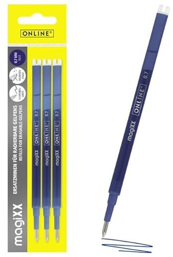 Online Radierbare Mine I kompatibel mit Pilot Frixion, magiXX I Blau 0,7 mm Strichbreite I radierbare Mine für Gelstifte I Nachfüllmine für Gel-Tintenroller mit löschbarer Tinte