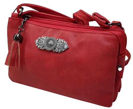 Trachtentasche Dirndltasche Damentasche Handtasche Umhängetasche Ledertasche - Rot