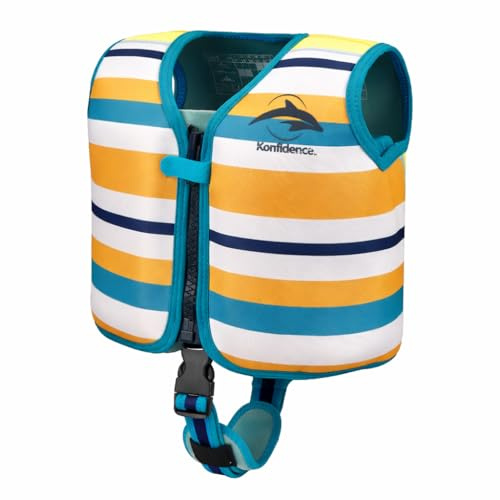 Konfidence Veste de Natation – Gilet de Natation Haut de Gamme avec Sangle de sécurité Amovible pour Enfants | Flottabilité réglable | Conforme CE