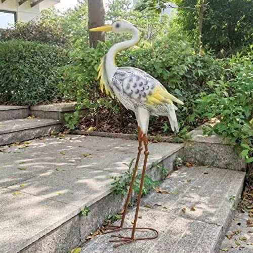 IONAZQTWW Garden Ornament Sculpture - Solar Powered Metal Garden Animal Statues, Hand Painted Solar Metal Heron, Decorative Bird Sculpture, Lawn Decor