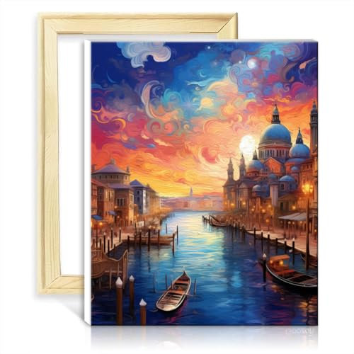 LiHEQING Malen nach Zahlen auf Leinwand, Venedig, DIY-Ölgemälde für Erwachsene, Kunst, Malen nach Zahlen für Erwachsene, ohne Rahmen (40 x 50 cm)