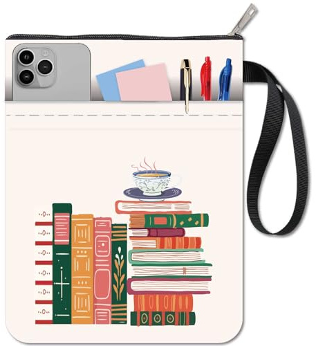 CRASPIRE Housse de Livre avec Fermeture Éclair et Poche Avant Couvertures de Livres à Café pour Livres de Poche Tissu Lavable Protecteur de Livre Pochette Zippée pour les Amoureux des Livres Camarades