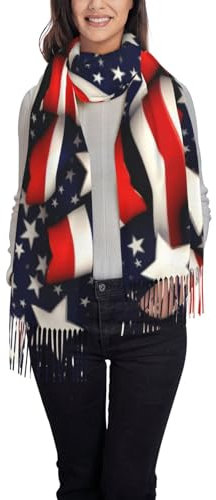 HJLUUFT Schal mit amerikanischer Flagge, Sterne, Streifen, Druck, Weihnachtsgeschenk, Winterschal für Damen und Herren, Schwarz, Einheitsgröße