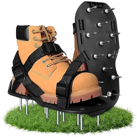 HTRTRR Lawn Aerator Shoes Spiked Shoes Garden Aerator Manual Lawn Scratcher with Adjustable Strap for Aerating Lawns