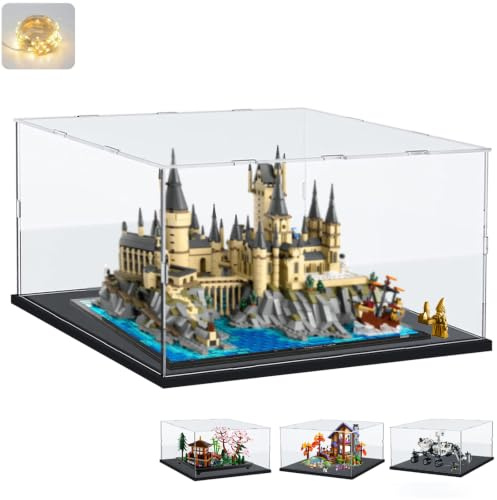 Acryl Vitrine Schaukasten 3mm für LEGO 76419 Hogwarts Schlossgelände 21060 | 40x30x25cm, Transparente Displayvitrine plexiglas für Burg Himeji 10315 Garten Stille 42705 42158 Sammlerstücke &Led, Schwarz