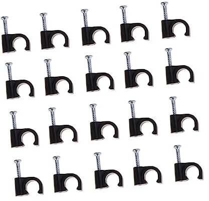 Sewroro 100Piezas Clip de Cable de Plástico Negro Fijador de Cables de Organizador de Cable para Oficina y Hogar para Líneas Telefónicas y Cables de Alimentación