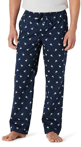 Amazon Essentials Pantalon de Pyjama en Popeline de Coton avec Cordon de Serrage à la Taille, Coupe Droite Homme