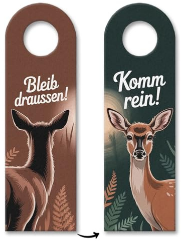 Bleib draussen Komm rein Reh Türhänger lustiger Spruch für Naturfreunde, Reh-Schild