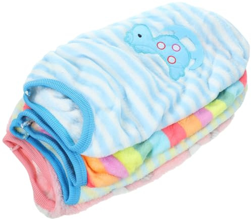 FRCOLOR 4pcs Small Dog Warm Flannel Vest Set, Cartoon Pet Dog Clothes for Autumn Winter, Soft Cozy Puppy and Cat Costume, Winter Warm Preservation Pet Supplies