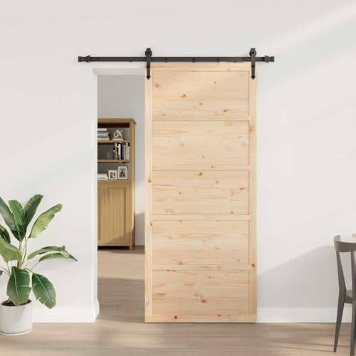 Falttür Komplettset Waschküchentür,Schiebetür Braun 80 x 208 cm Massivholz Kiefer,Zimmertür für Wohnzimmer,Küche,Restaurants