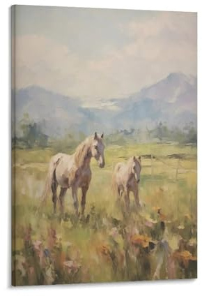 Rustikale Wandkunst, Vintage-Pferd, Bauernhaus, Leinwanddruck, Poster, Kunstwerk für Wohnzimmer, Schlafzimmer, Badezimmer, Büro, Heimdekoration, 30 x 45 cm