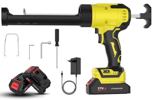 Pistolet à Silicone électrique pour Makita 18V, Pistolet à cartouche electrique 2× 2000mAh, pistolet silicone avec LED, 4 vitesses réglables, 300ML pour Sceller,Étanchéifier (2 × Batteries(B))