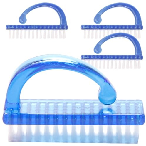 KICHOUSE Spazzolini per Unghie 4 Pezzi in Plastica Blu Design Leggero Multifunzionale per Pulizia Mani e Piedi e Pratico