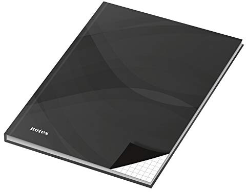 4er Pack Notizbuch/Kladde kariert Notes carbon black DIN A5 mit Hardcover-Einband, 96 Blatt Notizheft, Tagebuch, Schreibbuch