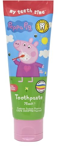 My Teeth Time Peppa Pig Toothpaste, Kids Toothpaste, Dental Care for 3-8 Year olds Bubble Gum Flavour, Rainbow Striped, 75ml
