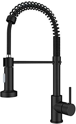 Onyzpily Black Kitchen Tap Sink Mixer tap with Solid Brass Commercial Single Handle Single Hole Pull Down Swivel Sprayer Mixer Tap Cold and hot Fittings UK Standard