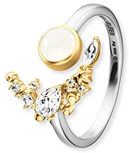 Engelsrufer Damen Ring offen aus Sterling Silber - besetzt mit 7 Zirkonia Steinen - größenverstellbar - nickelfrei