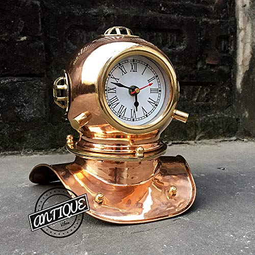 Tisch-/Regaluhr aus Messing, Vintage-Design, Scuba-Helm, Schiffsuhren für Zuhause, Dekoration