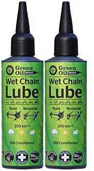 GREEN OIL Cycle Chain Lube, 100 ml, Suited for All Bikes, Wet & Dry Conditions, Biodegradable, Natural, Eco Friendly, Skin Safe, Free of PTFE PFOA Palm Oil Petroleum, Award-Winning Lube, Made in UK