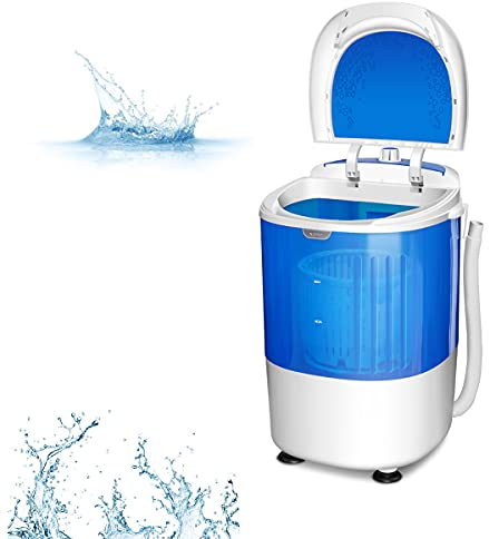 RELAX4LIFE Mini Waschmaschine, 2 kg Kapazität / 170W, Campingwaschmaschine zum Waschen, mit Abfluss- & Einflussschlauch, einstellbare Betriebszeit, Tragbar für Reise Camping, blau
