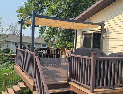 PURPLE LEAF Pergola Aluminium 4 x 3 m Pergola Jardin Extérieur UPF 50+ Kaki | Tissu teint en fil 180 g/m², Poteaux 9 × 9 cm, Montage facile, Toit coulissant, Service après-vente, Résiste aux intempéries
