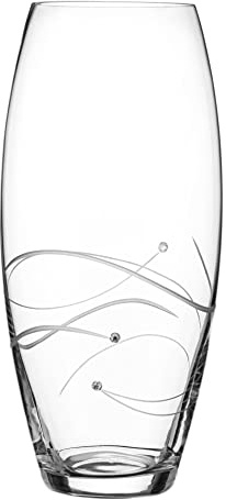 DIAMANTE Spiral Large Hand Cut Crystal Barrel Vase with Swarovski Crystals - 30cm in gift box