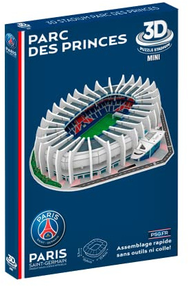 Megableu - Mini rompecabezas 3D Parc des Princes PSG - Maquette Stade Paris Saint-Germain - Puzzle 3D de fútbol para niños a partir de 7 años - 52 piezas sin pegamento - Formato de montaje 17,5 x 15,6