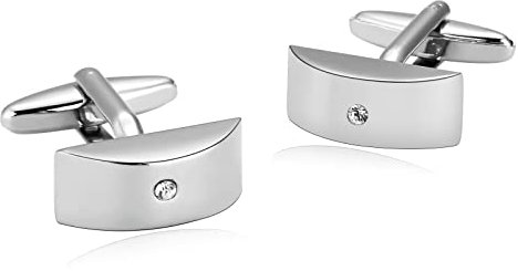 Whoiy Manschettenknöpfe Silber mit Gravur, Manschettenknopf mit Gravur Edelstahl Silber Bogen-Rechteck Zirkonia für Männer mit Geschenkbox