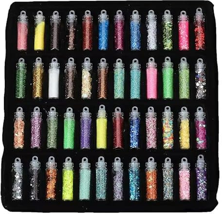 zalati Nagelglitzer, holografisches Pulver, Epoxidharz, 3D-Pailletten, Perlen für Gesicht, Nägel, Augen, Haare, Körperdekoration, 48 Stück