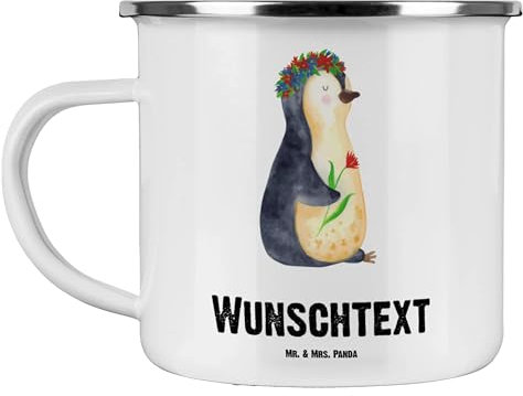 Mr. & Mrs. Panda Becher Pinguin Blumen - Personalisierte Geschenke, Universum, Tasse, Kaffeebecher, Pinguine, Bedrucken, Selbst Gestalten, Motivation, Kaffeetasse, Camping, Positiv