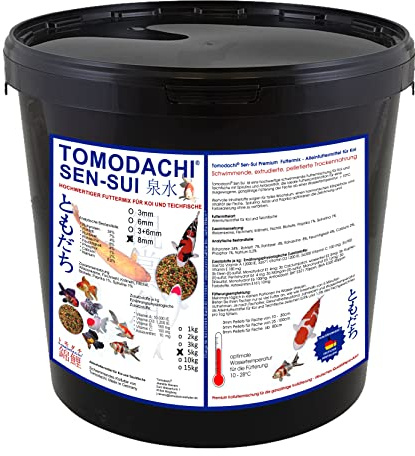 Koifutter Mix für Jumbo Koi Schwimmfutter 8mm 4farbige Koifuttermischung farbverstärkender Koimix Spirulina Astax große Fische 8mm 5kg Eimer