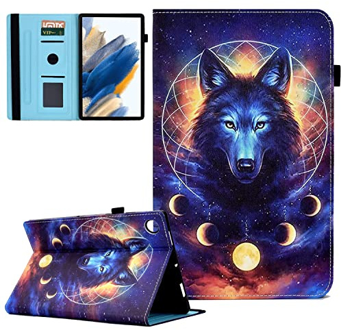 CASAFUNY Custodia Cover per Samsung Galaxy Tab A8 10.5 Pollici (SM-X200/X205/X207), Custodia Protettiva Magnetica Cover con Sonno Sveglia per Samsung Galaxy Tab A8 2022/2021, Lupo spaziale