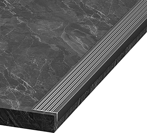 Treppenkantenprofil Antirutsch Treppe Außenbereich Treppenstufen Anti-Rutsch-Streifen 3 Stück, Schwarz Eckkantenschutz Für Holztreppen Und Fliesentreppen, Aluminium Schwellenleiste Für Türschwellen (