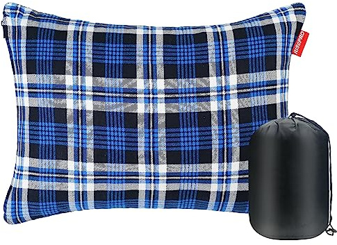 RISEPRO Outdoor Camping Pillow Lightweight, Compressible, Flannel Travel Pillow Cases, Washable Removable Pillow Cover Camping and Backpacking Blue