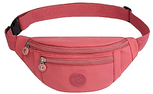 Long Keeper Bauchtasche für Damen und Herren – Anti-Diebstahl-Bauchtasche mit dem Hund, Spazierengehen, Laufen, Wandern, wasserdichte Bauchtasche, modische Hüfttasche für Reisen im Freien, rose, 30cm