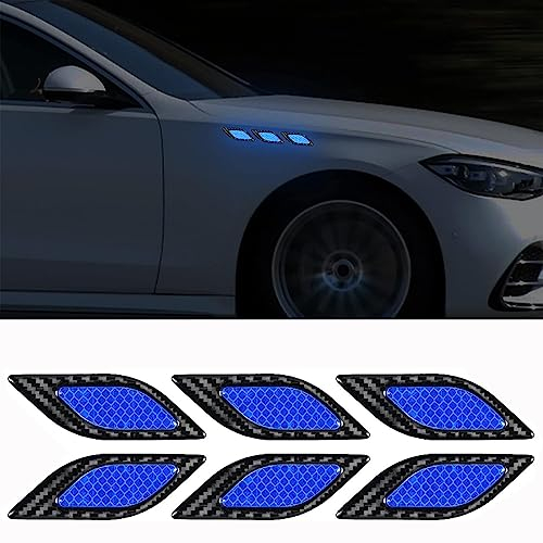 6 pièces Autocollants réfléchissants pour ailes voiture,Autocollant d'avertissement réfléchissant,bande réfléchissante anti-collision,Autocollants réfléchissants côté voiture.(Bleu)