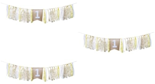TOYANDONA 3 Stk Hochstuhl Ein Banner Hochstuhlbanner Zum Ersten Geburtstag Alles Zum 1. Geburtstag Fotokabinen-requisiten Zum 1. Hochstuhl-banner Haushalt Dekorationen Baby