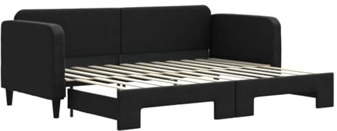 vidaXL Tagesbett Ausziehbar Schwarz 80x200 cm Stoff