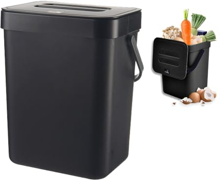DASIAUTOEM Poubelle de Cuisine Compost 3L avec Couvercle - Anti-Odeur - Plan de Travail Suspendu