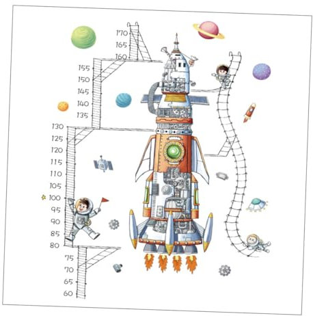 DOITOOL 2stücke Höhenmessung Wandtattoo Für Kinderzimmer Wasserdichtes Wanddekor Mit Raumschiff- Für Kindergarten Und Spielzimmer