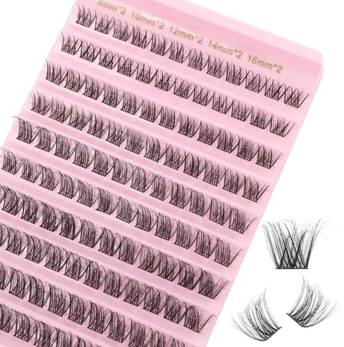 Kiusatig DIY Wimpern Extensions Cluster Lashes, D Curl 8-16mm, 120 Stück | Künstliche Wimpern Einzeln, wiederverwendbare Wimpernverlängerung für einen natürlichen Look