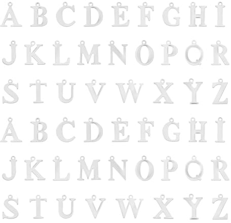 UNICRAFTALE 104 Stück Buchstaben Anhänger Aus Edelstahl Alphabet Anhänger Buchstabe A~Z Charm Metall ABC Anhänger Für Armbänder Halsketten Ohrringe Schmuckherstellung
