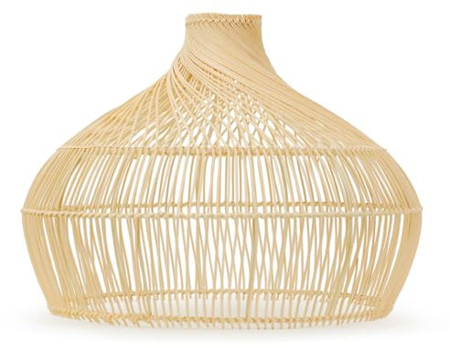 ValueLights | Easy Fit Rattan Lampshade Natural Twisted Wicker Effect Ceiling Pendant Light Shade for Living Room Hallway Bedroom | Shades & Home Improvements Essential | 455mm Shade Width